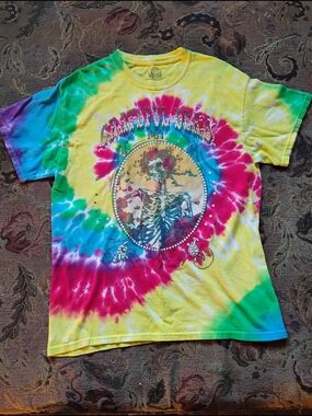 Ripple Junction Yellow and Pink Tie-Dye Skull Tee